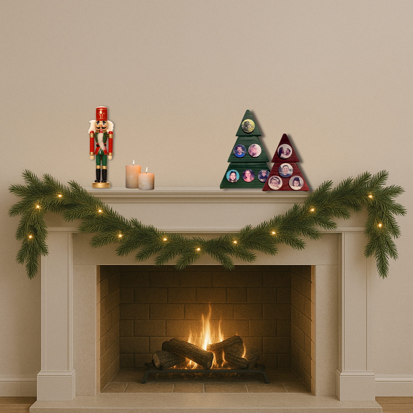 Solid Wood Custom Photo Magnet Christmas Tree