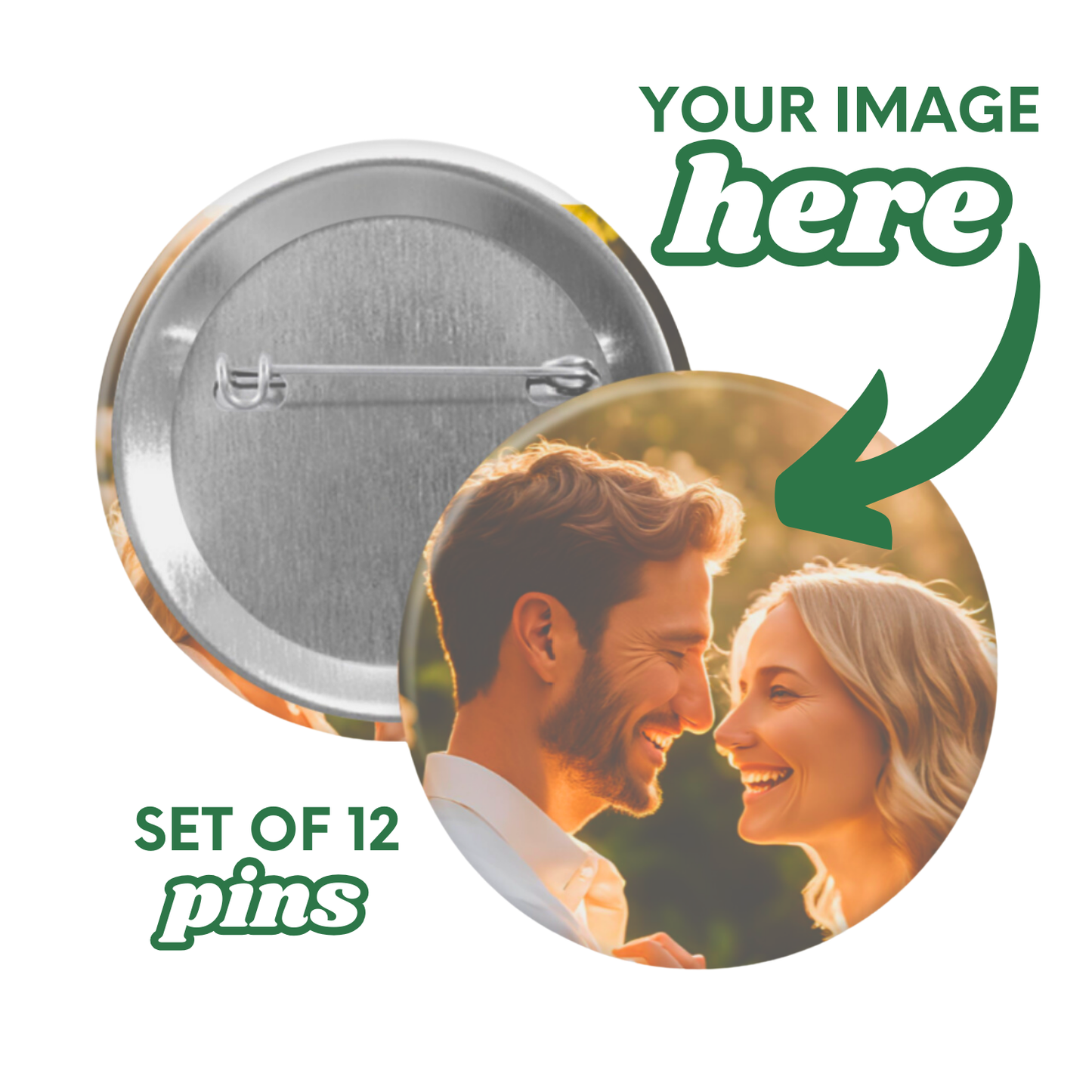 1.75" Round Custom Photo Pins (Set of 12)