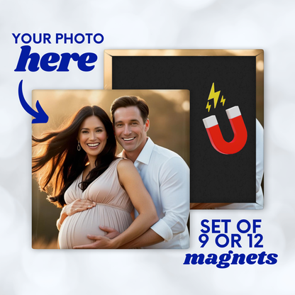 2x2" Square Custom Photo Fridge Magnets – Personalized Picture Magnet Set (9 or 12 Pack)