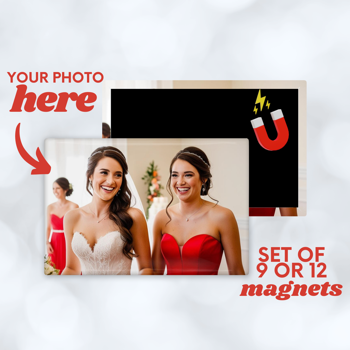 2x3" Rectangle Custom Photo Fridge Magnets – Personalized Picture Magnet Set (9 or 12 Pack)