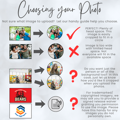 1.75" Round Custom Photo Shoelace Loops – Personalized Shoe Charms Set (9 or 12 Pack)