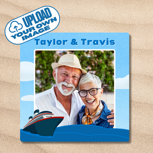 Open Seas - Personalized Cruise Door Magnet with Custom Photo & Text for Royal Caribbean, Carnival, Disney and more
