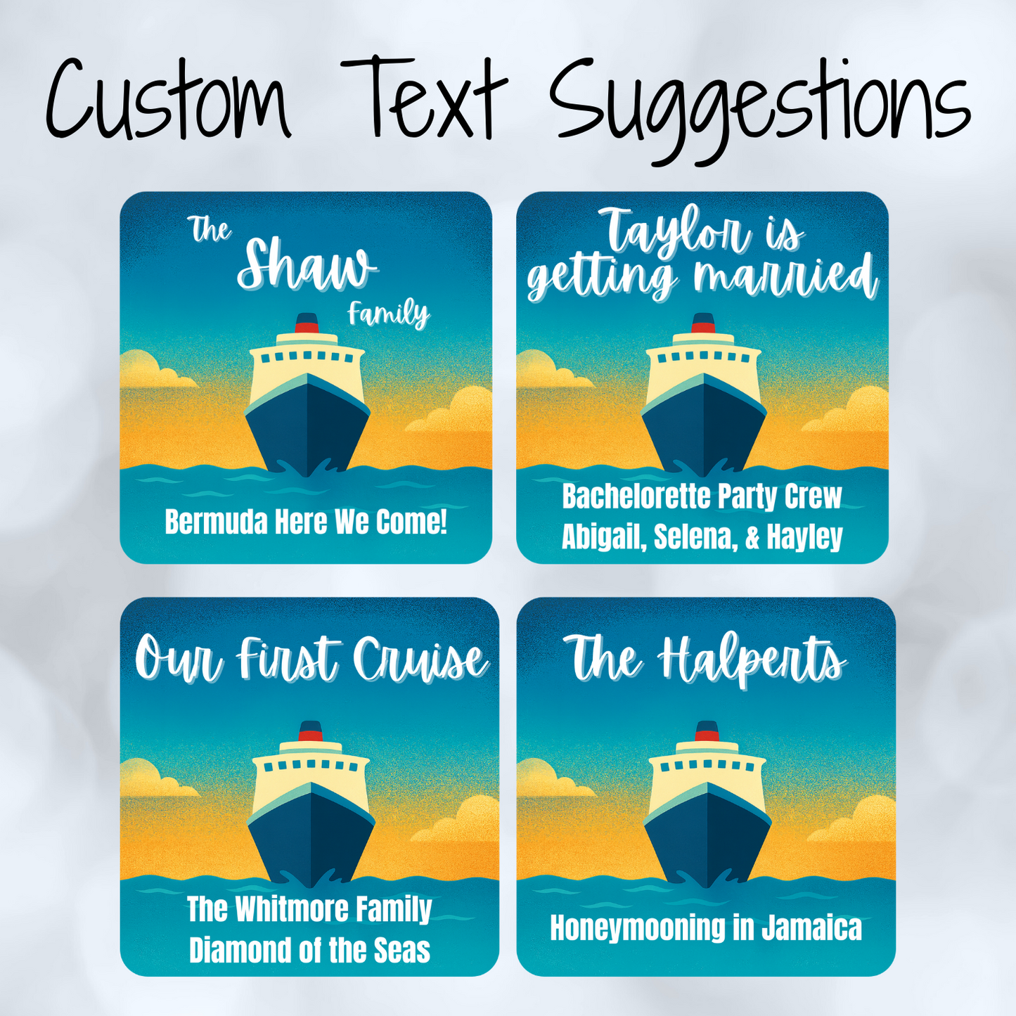 Sunset Sail - Personalized Cruise Door Magnet with Custom Text for Royal Caribbean, Carnival, Disney and more
