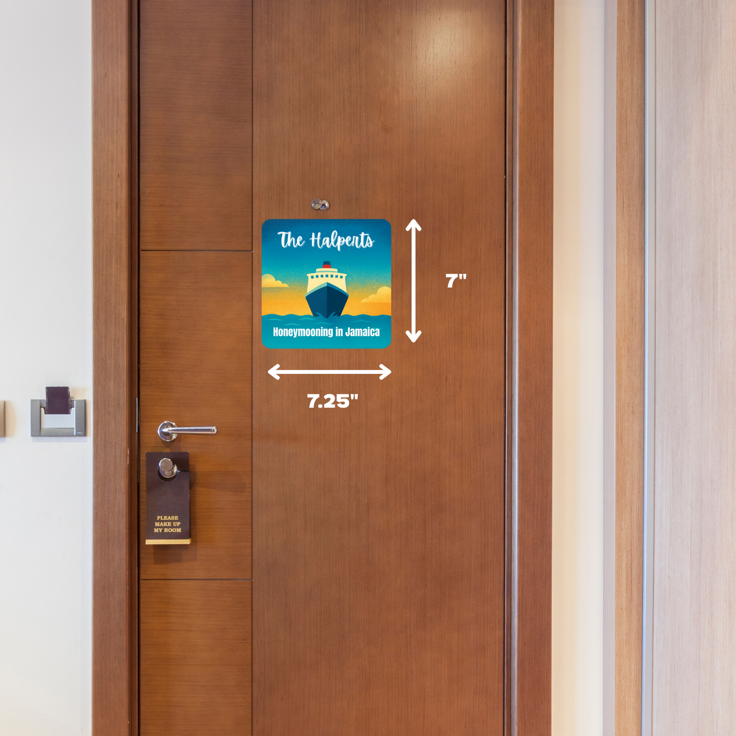 Sunset Sail - Personalized Cruise Door Magnet with Custom Text for Royal Caribbean, Carnival, Disney and more