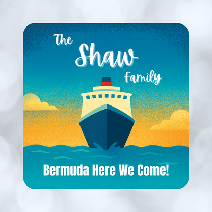 Sunset Sail - Personalized Cruise Door Magnet with Custom Text for Royal Caribbean, Carnival, Disney and more