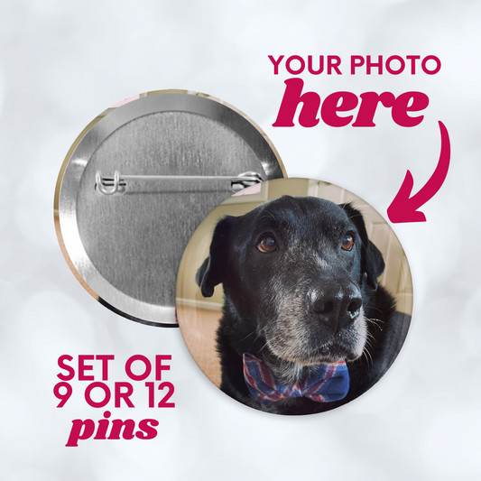 1.75" Round Custom Photo Pins – Personalized Pinback Button Set (9 or 12 Pack)