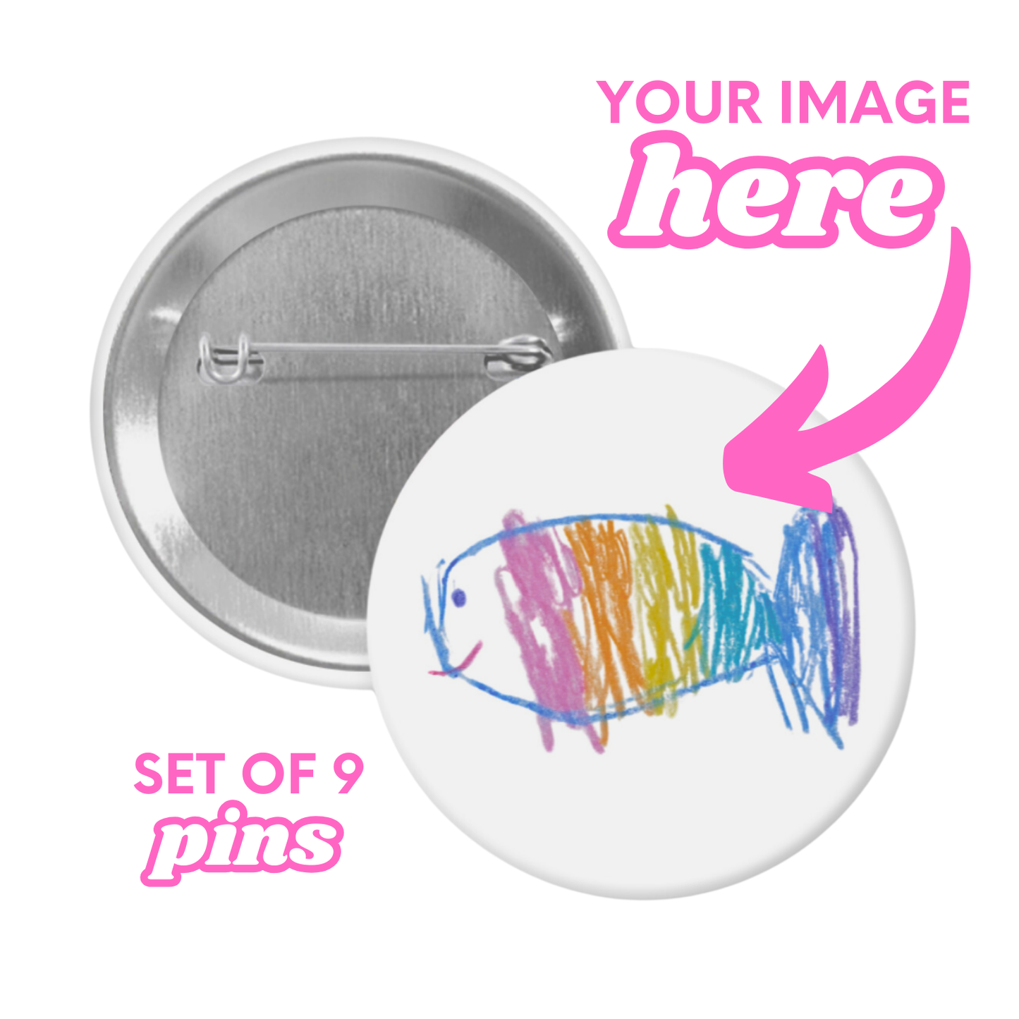 1.75" Round Custom Photo Pins (Set of 9)