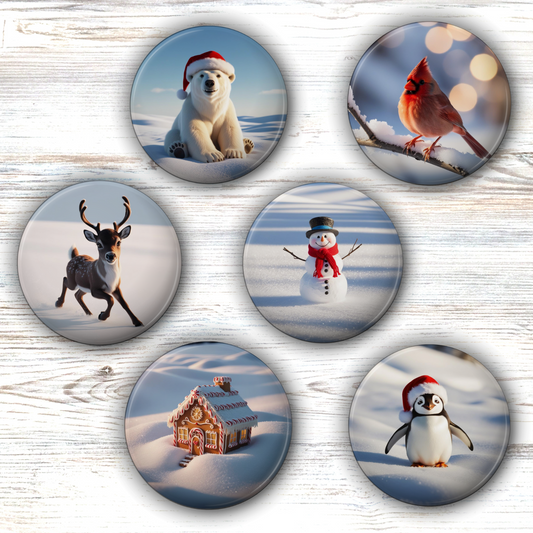 Winter Wonderland Round Magnets (Set of 6)